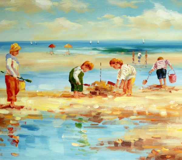 Ein Tag am Meer - Ölgemälde - Martin Klein - Strandbild auf Leinwand