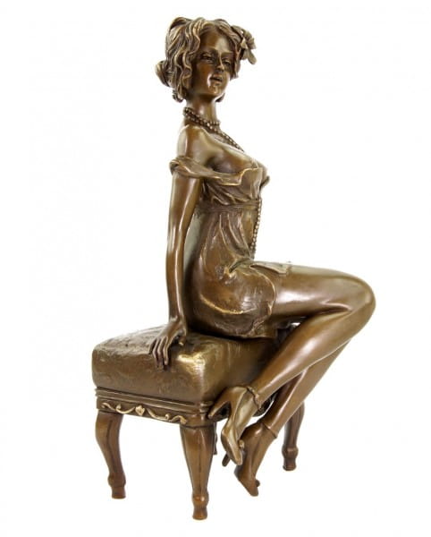 Art Deco Bronzefigur - Zwanziger Jahre Erotik Akt - signiert Milo
