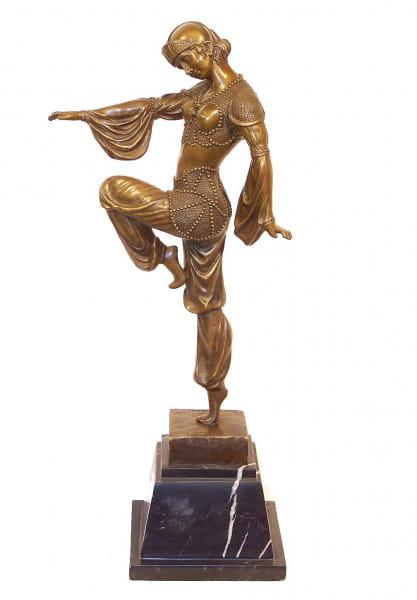 Art Deco Bronzefigur - Harlekin Tänzerin - D.H. Chiparus