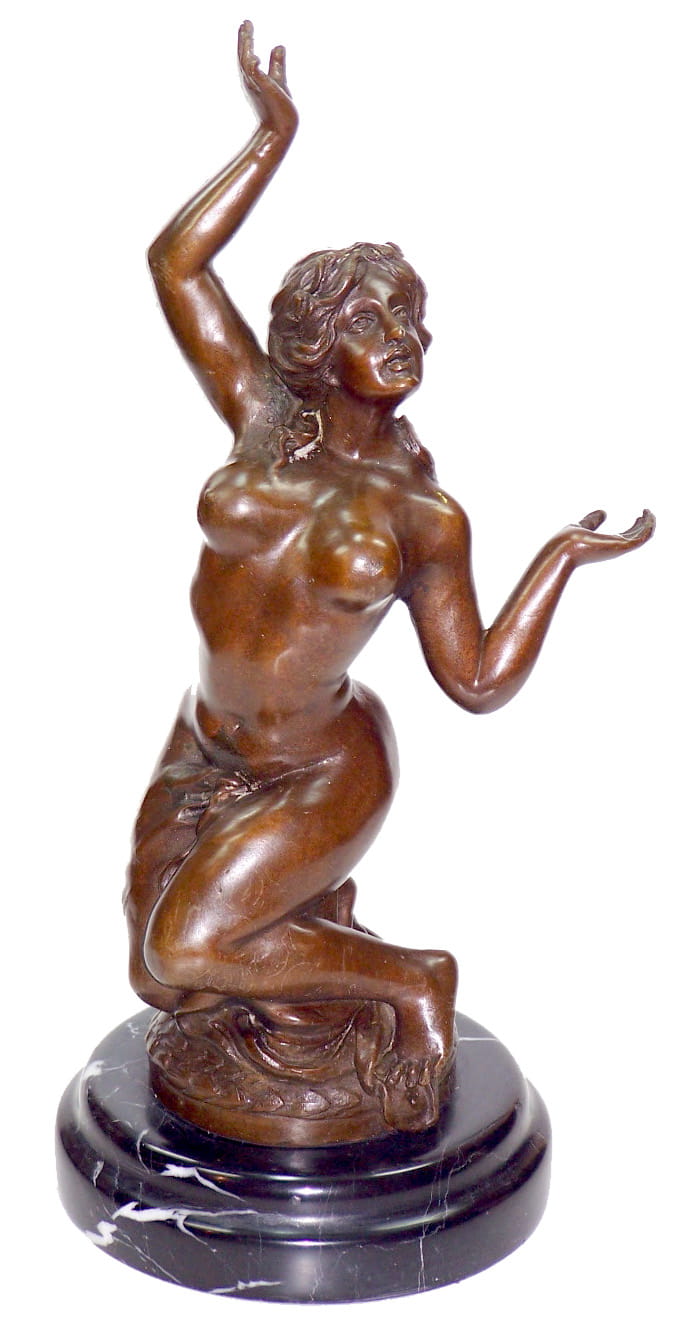 Frauen Aktmodell Bronze Statue nackte Frau stehend auf Marmorsockel