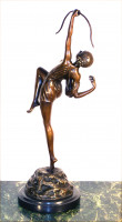 Art Deco Bronzefigur - Diana mit Bogen - signiert Pierre le Faguays