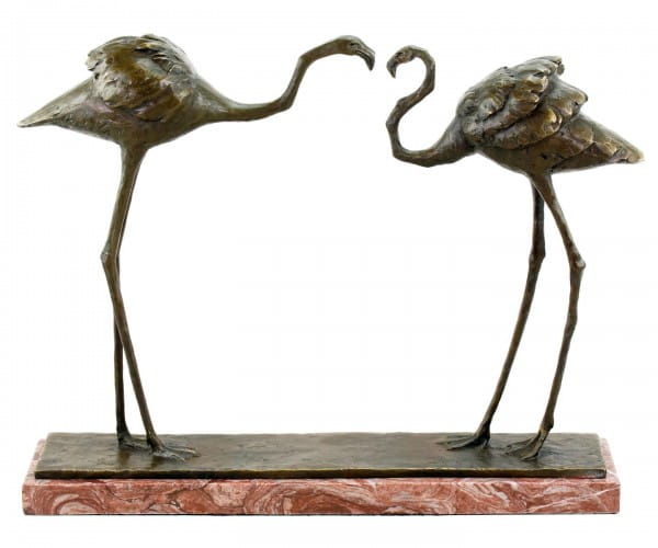 Zwei Flamingos (1912) - signierte Bronzefigur von Rembrandt Bugatti - nummeriert