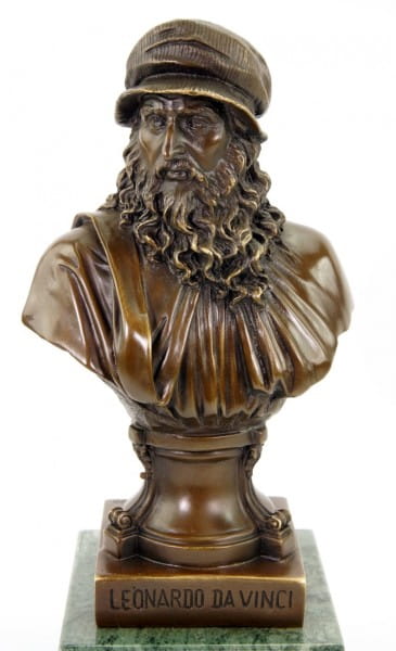 Leonardo da Vinci Büste - Limitierte Bronzestatue - signiert Milo