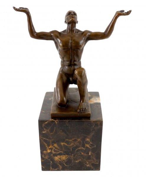 Bronzeskulptur - Kniender Adonis - signiert - Milo