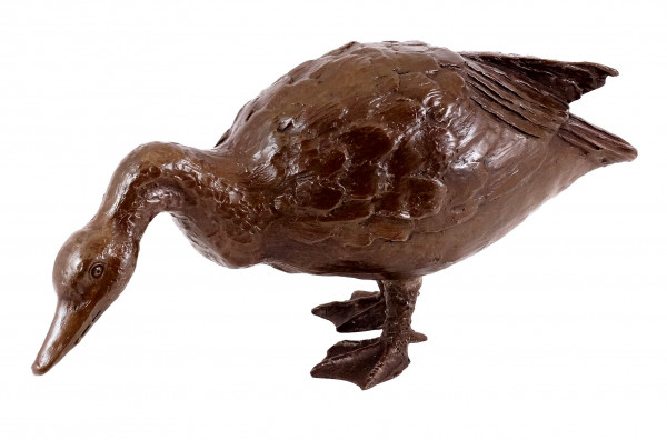 Gartenfigur - Ente aus Bronze - sign. Milo
