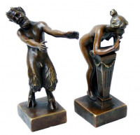 Erotik Wiener Bronze Faun / Satyr m. Jungfrau, 2teilig Bergmann
