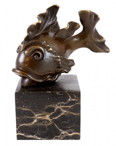 Tierfigur aus Bronze - Niedlicher Goldfisch - M. Klein - sign.