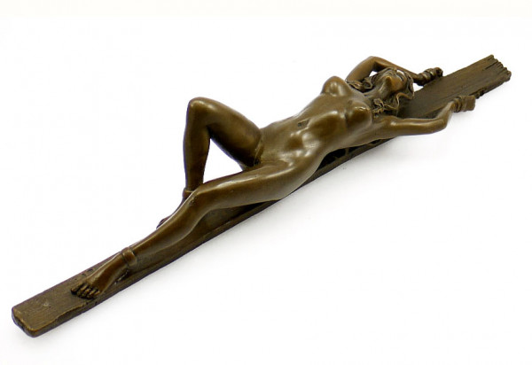 Erotik-Bronze - Erotisch gefesselte Jungfrau an Pfahl - J.Patoue