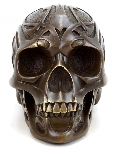 Tribal Skull - Tattoo Schädel - Totenkopf Bronzefigur - Stevens