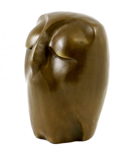Moderne Kunst Skulptur - Ruhende Eule - Bronze, signiert Milo