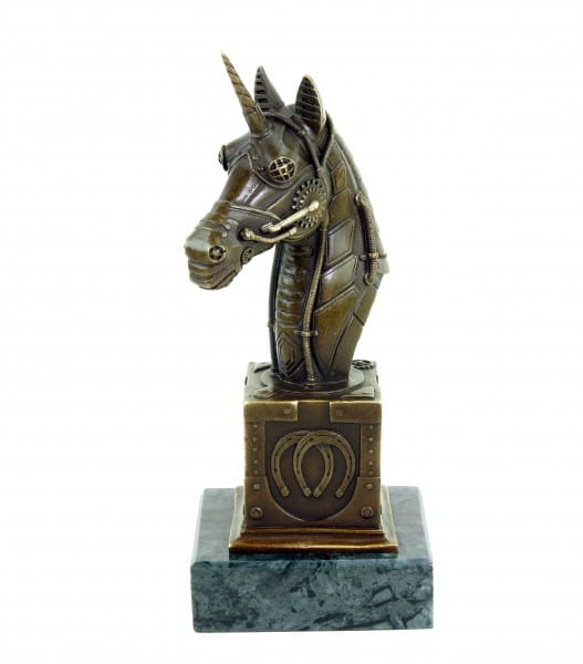 Steampunk Figur - Einhorn Büste - Limitierte Bronze von Martin Klein