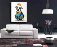 Bulldog King – Witziges Hundebild – Martin Klein – Tiergemälde - Bulldogge