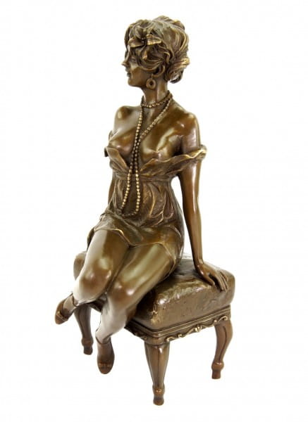 Art Deco Bronzefigur - Zwanziger Jahre Erotik Akt - signiert Milo