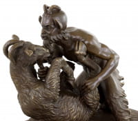 Pan and the Goat - Erotische Bronzefigur - Faun mit Ziege - Pompeji