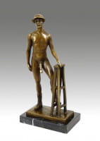 Erotische Bronze- Nackter Mann mit Hut u. Stiefeln, sign. M.Nick
