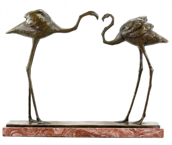 Zwei Flamingos (1912) - signierte Bronzefigur von Rembrandt Bugatti - nummeriert