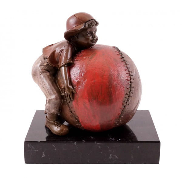 Bronzestatuette - Junge mit Baseball - sign. Martin Klein