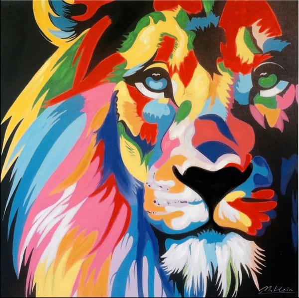 Colourful Pop Art Lion / Löwe - Modernes Acrylbild
