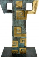 Limitierte Bronzeskulptur - Aztekische Säule - signiert Martin Klein