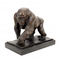 Limitierte Bronzeskulptur - Gorilla - signiert Bugatti - Tierfigur
