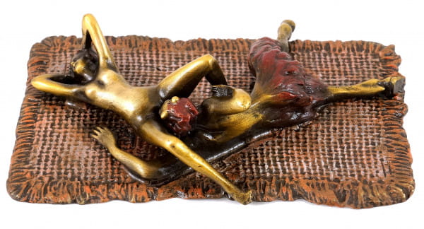 Erotische Bronze - Faun befriedigt Jungfrau - Echte Bronze