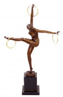 Art Deco Bronze Tänzerin mit 3 Ringen signiert Duvernet