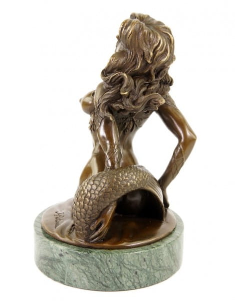 Erotik Akt - Meerjungfrau - Nixe - Bronzefigur - signiert J. Patoue
