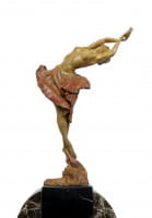 Farbige Art Deco Bronze - Tänzerin / Ballerina - signiert