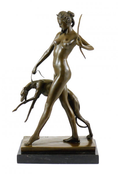Bronzeskulptur - Diana mit Hund - sign. Edward McCartan