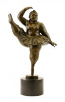 Bronzefigur - Ballerina mit hochgestrecktem Bein - sign. Botero