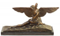 Art Deco Bronzefigur Leda und Schwan signiert A. Gennarelli