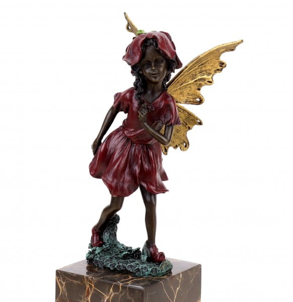 Elfen Figur - Blumenelfe - Bronze auf Marmorsockel - Jugendstil - Milo