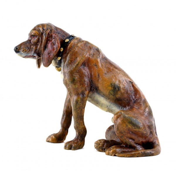 Wiener Bronze Hund - Sitzender Jagdhund - Hundeskulptur - gest. Bergmann