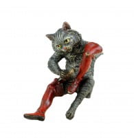 Wiener Bronze Katze - Gestiefelter Kater - handbemalte Miniaturbronze