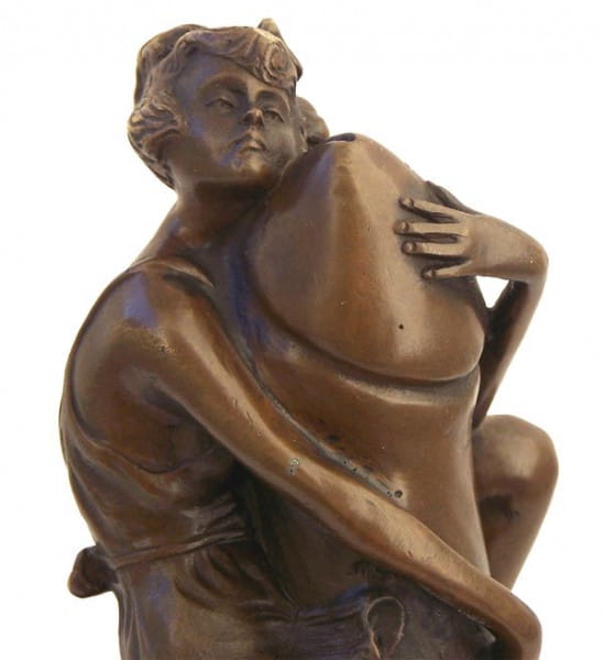 Art Deco Erotik Bronze - Frau am Phallus - sig.Bruno Zach