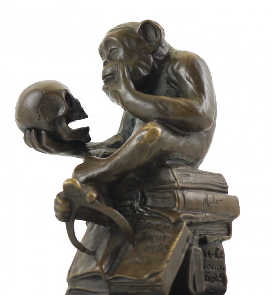 Bronzefigur - Affe mit Schädel - Milo (Wolfgang Hugo Rheinhold)