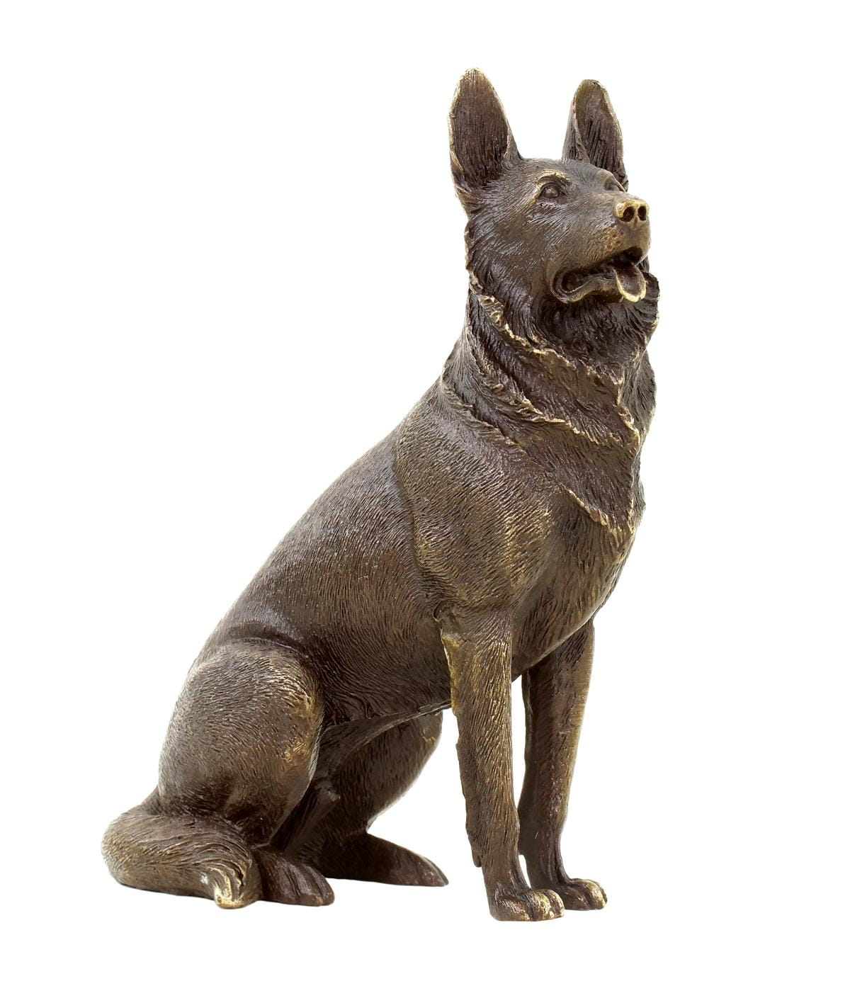 Schäferhund Haustier Tier Bronze Figur Hunde Modell sitzender Hund Skulptur