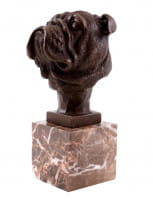 Tierfigur aus Bronze - Kopf einer Bulldogge - sign. Milo