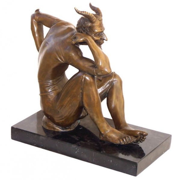 Bronzeskulptur Faun erotisches Liebespaar Bronze Figur Skulptur 29cm 