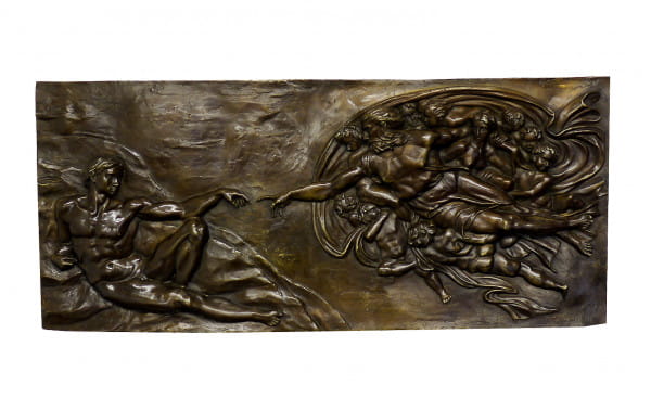 Mythologie Relief - Die Erschaffung Adams - signiert Michelangel