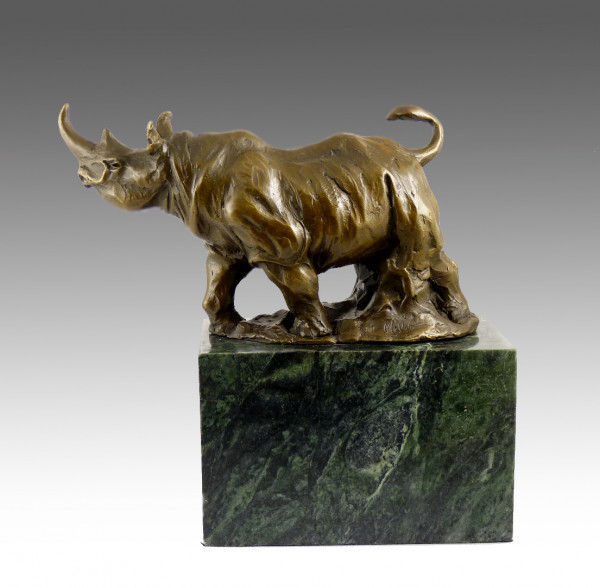Authentisches Bronze Nashorn auf Marmorsockel von Milo