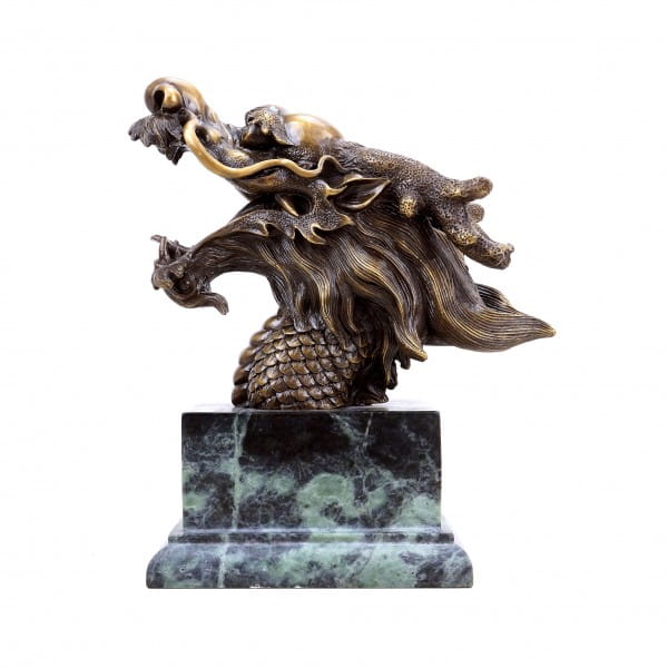 Chinesischer Drachenkopf aus Bronze - Drache Lóng - sign. Martin Klein