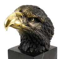 Tierfigur aus Bronze - Adler auf Marmor - sign. Milo
