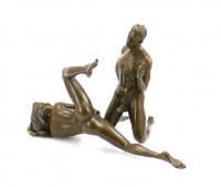 Erotik Bronzefigur - Liebespaar beim Sexspiel - signiert J. Patoue