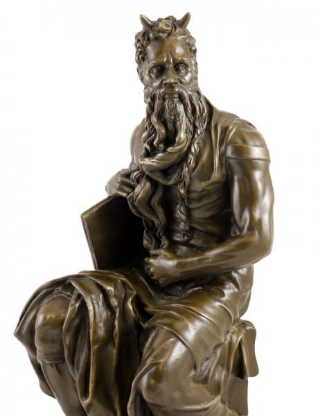 Bronzefigur - Moses von Michelangelo - signiert Michelangelo