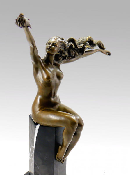 Art Deco Bronze - The Carrier Pigeon - sign. Amedeo Gennarelli