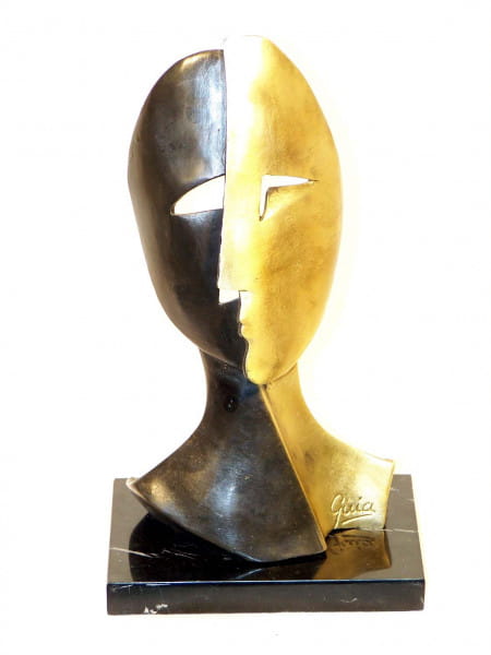 Modern Art Kunstmaske in Bronze - signiert Miguel Guia