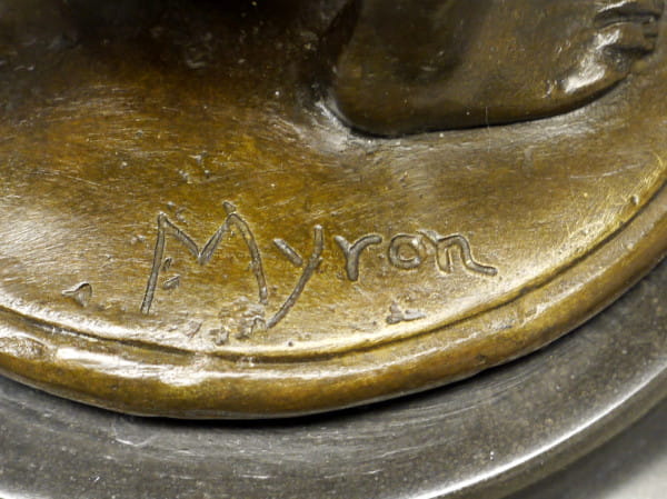 Mythologie Skulptur - Diskobolos / Der Diskuswerfer, sign. Myron