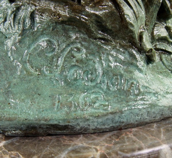 Bacchanale nach Clodion - Bronzestatue im Rokoko-Stil signiert