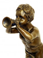 Jugendstil Bronze - Trompeter Junge signiert Louis Kley